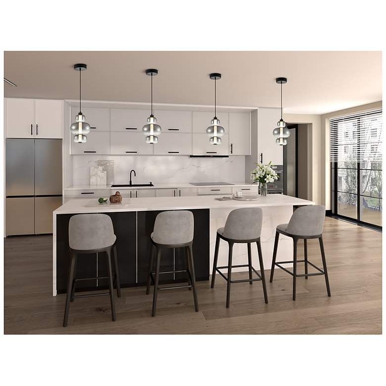 Image 7 Astra 9" Wide Black Pendant w/ Smoke Ombre Shade more views