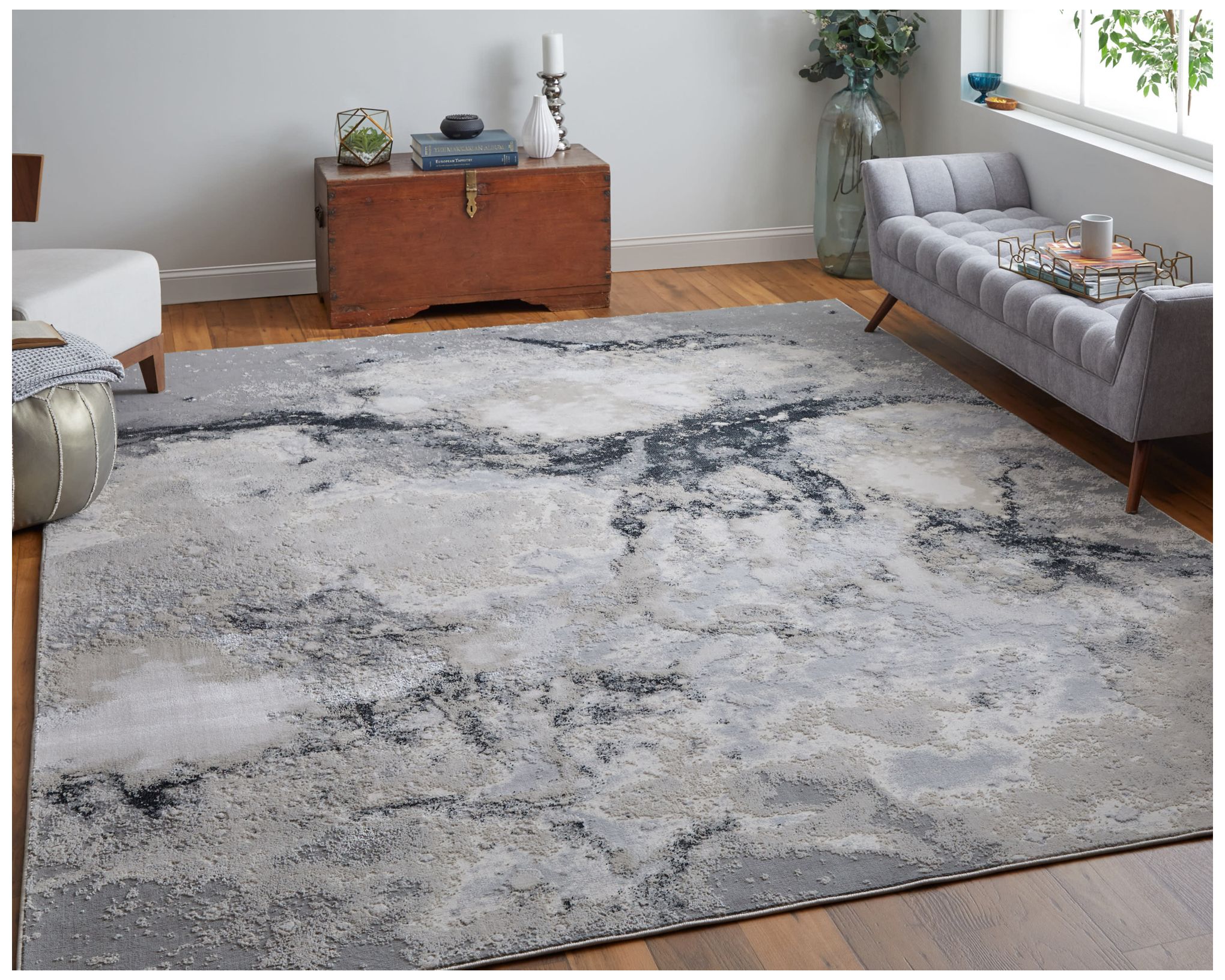 Image 2 Astra Abstract Indoor Gray Area Rug 39L3F 8' x 10' more views