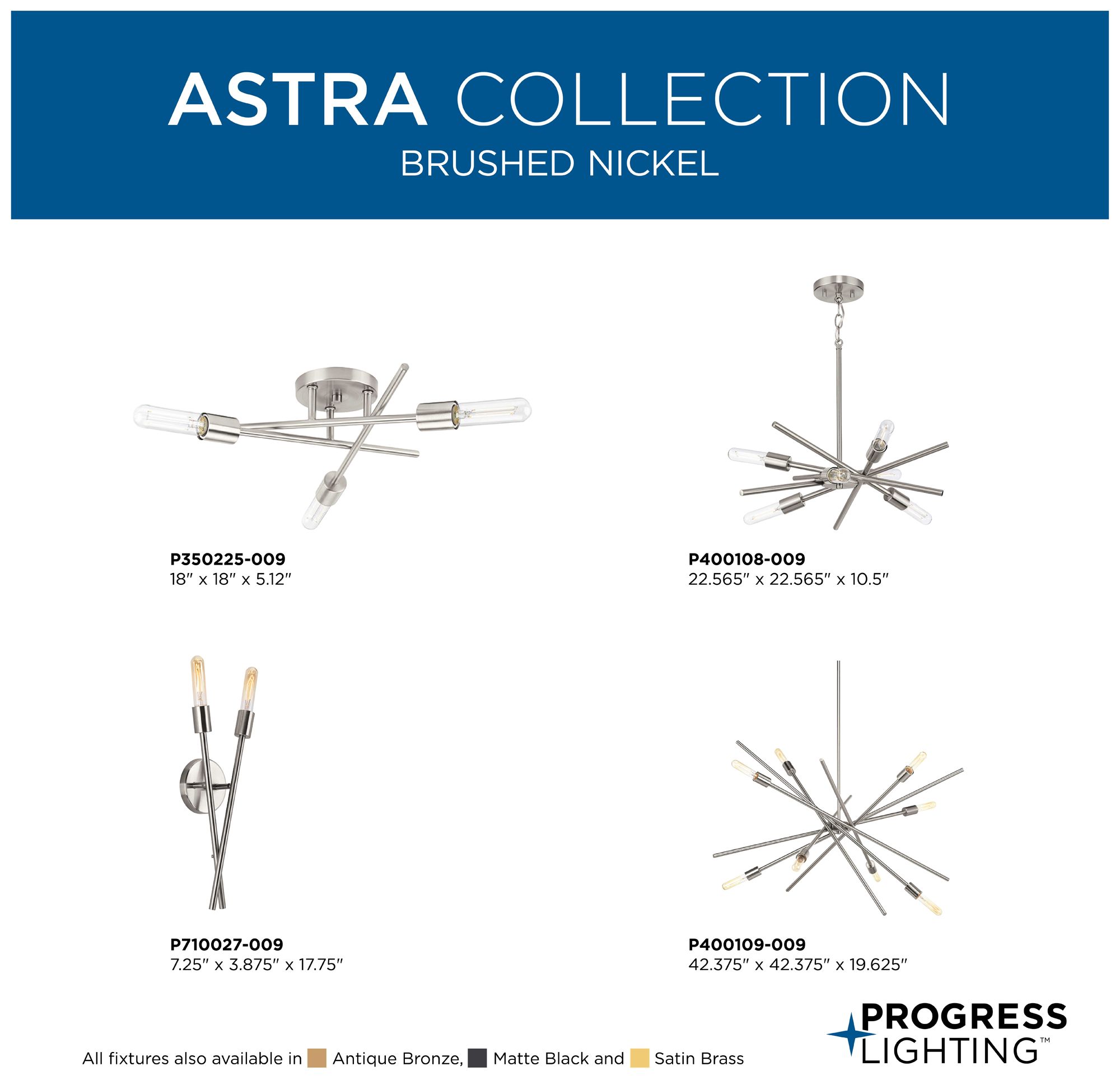 Astra Collection Three-Light 18" Semi-Flush Mount Light