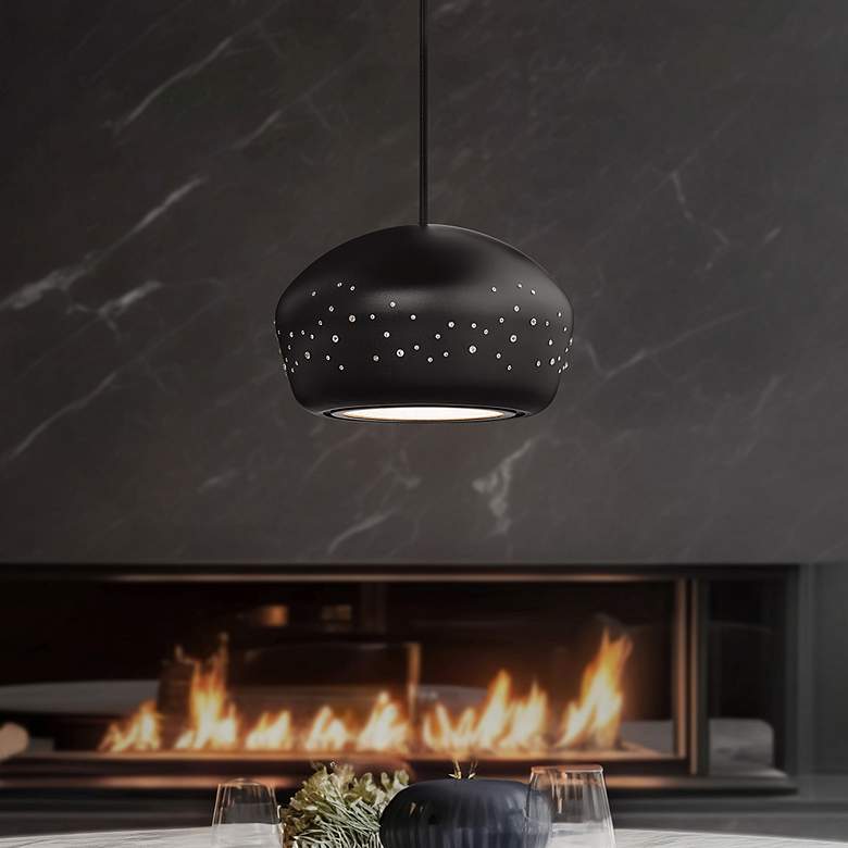 Image 1 Astral 8.25"H x 13"W 1-Light Crystal Pendant in Black