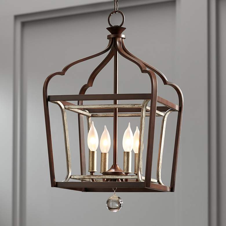 Astrapia 13&quot; Wide Rubbed Sienna 4-Light Foyer Pendant