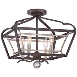 Astrapia 16&quot;W Dark Rubbed Sienna 4-Light Ceiling Light