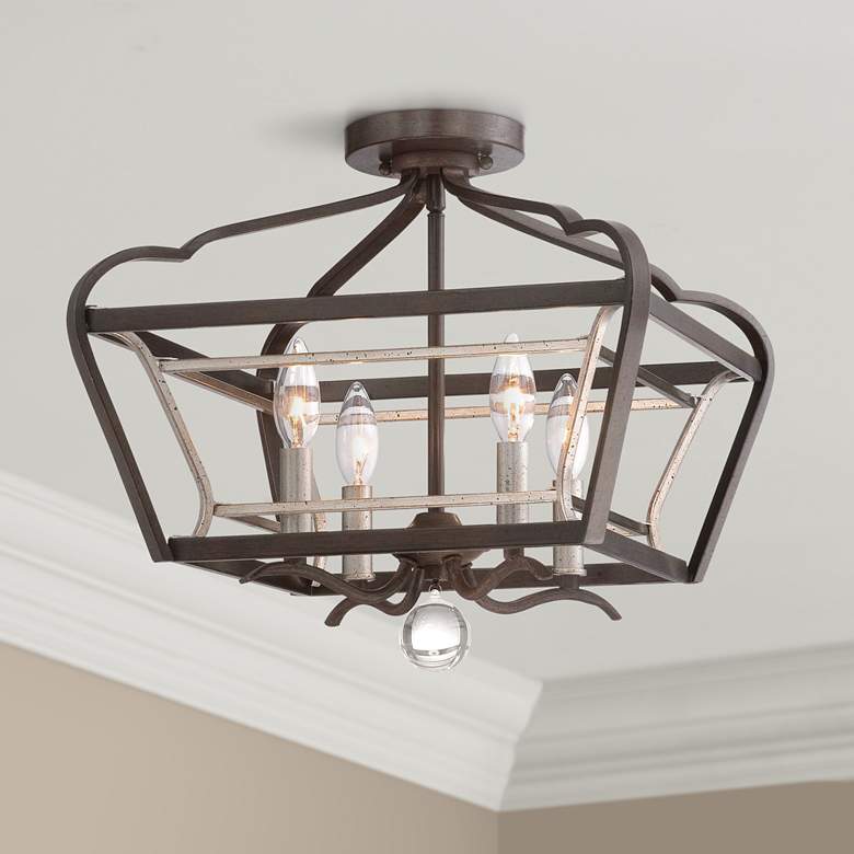 Image 1 Astrapia 16 inchW Dark Rubbed Sienna 4-Light Ceiling Light