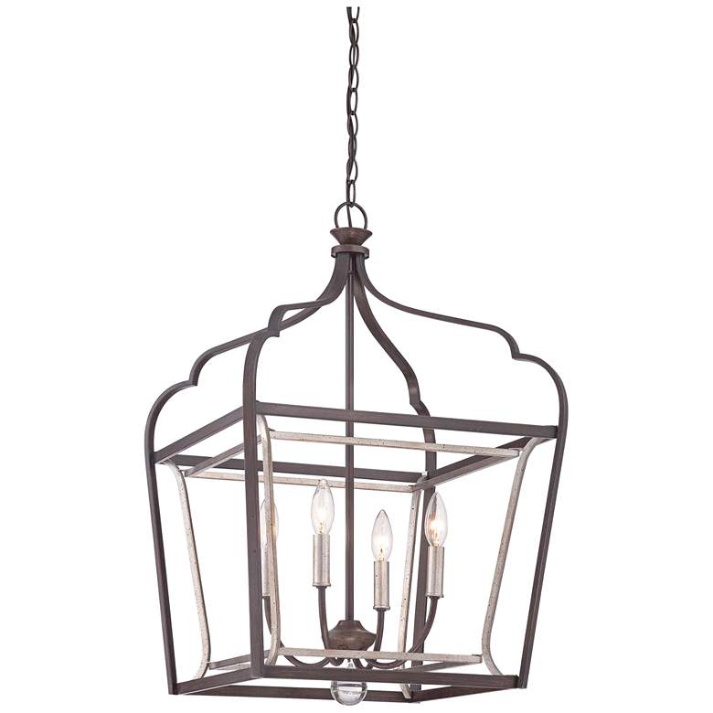 Image 2 Astrapia 18 inch Wide Rubbed Sienna Lantern 4-Light Foyer Pendant