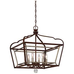 Astrapia 20"W Dark Rubbed Sienna and Silver 6-Light Pendant