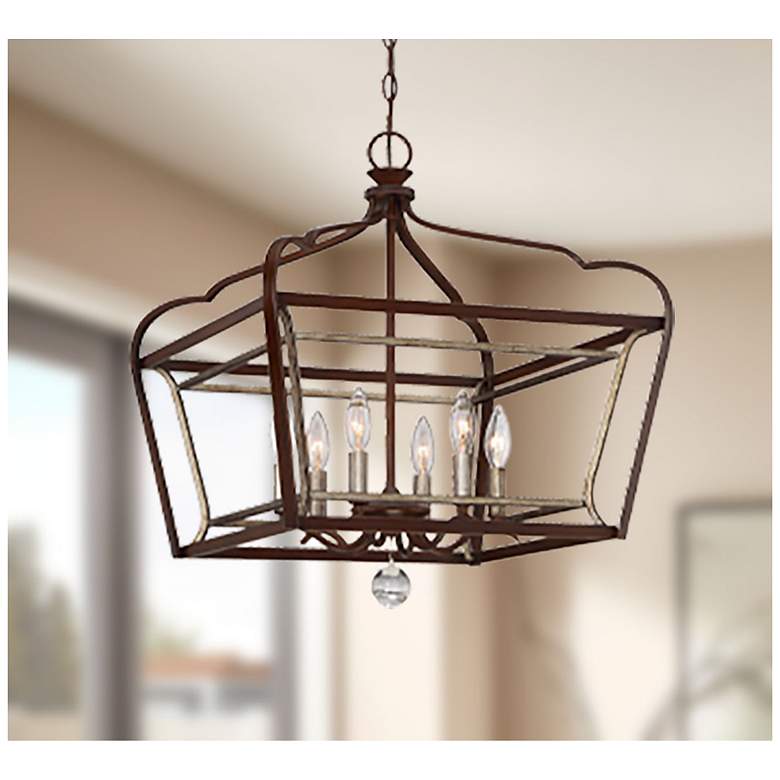 Image 3 Astrapia 20"W Dark Rubbed Sienna and Silver 6-Light Pendant more views