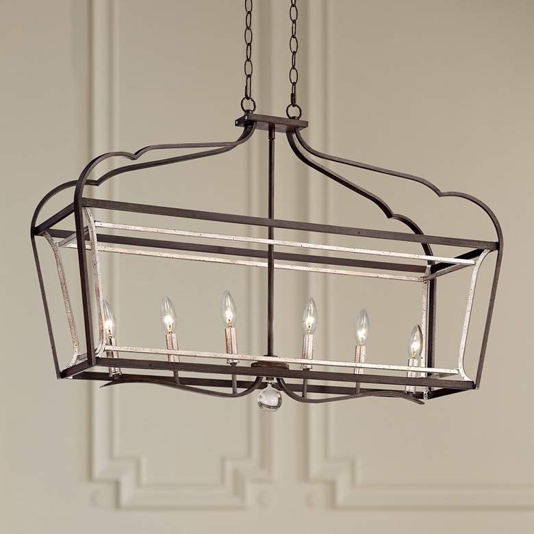 Image 1 Astrapia 36"W Rubbed Sienna Kitchen Island Light Chandelier