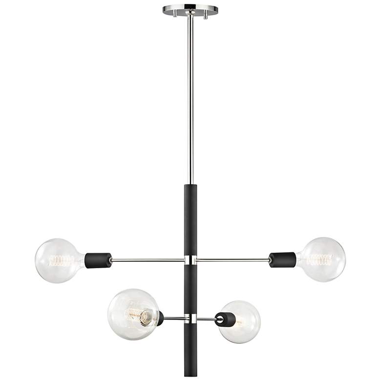 Image 4 Astrid 24" Wide Polished Nickel and Black 4-Light Chandelier more views