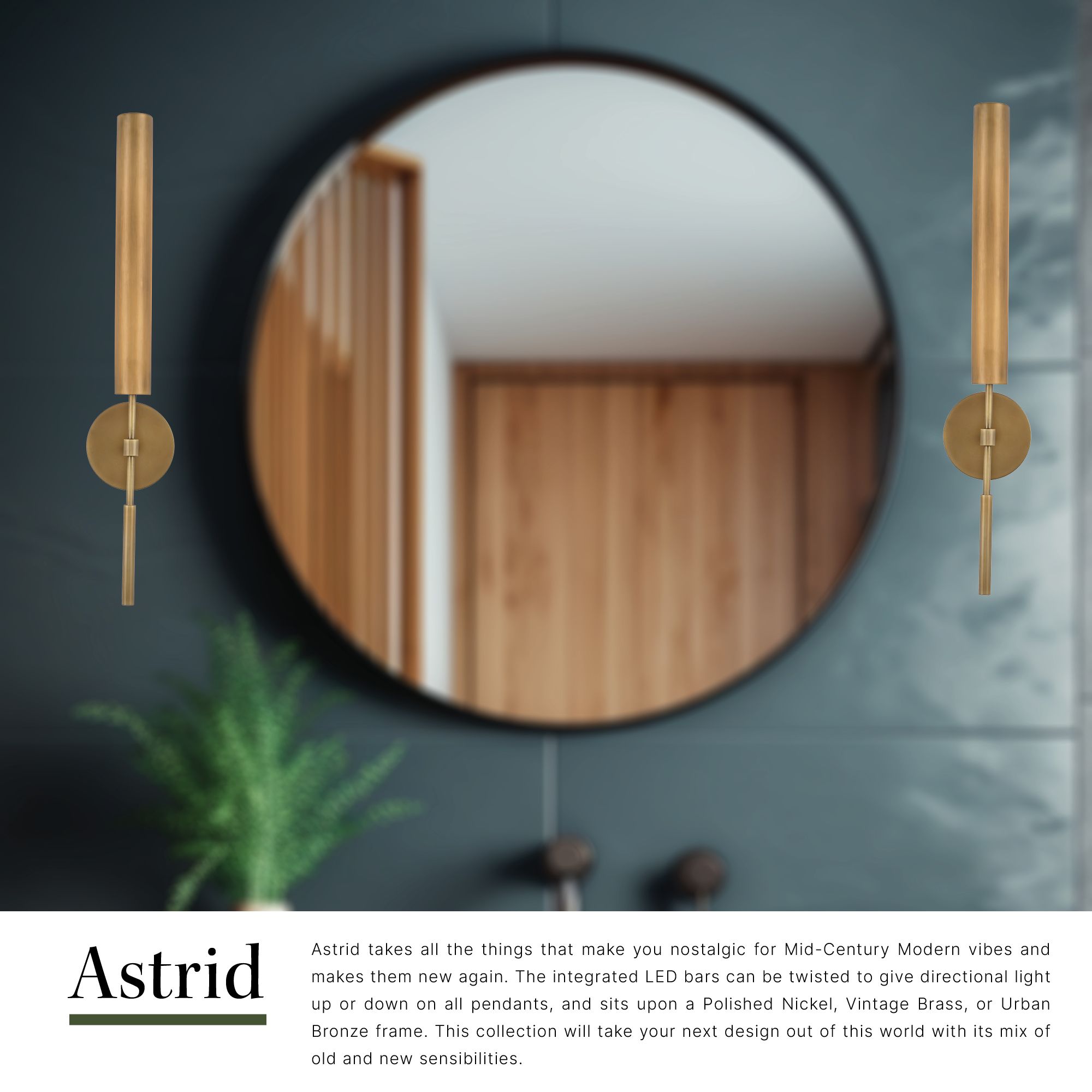 Image 6 Astrid 26" High Vintage Brass LED Wall Sconce more views