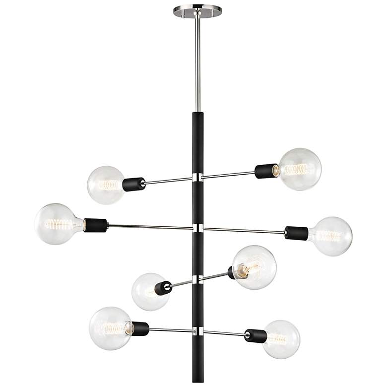 Image 1 Astrid 28" Wide Polished Nickel and Black 8-Light Chandelier