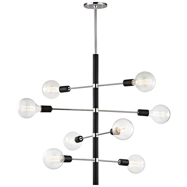 Image 1 Astrid 28 inch Wide Polished Nickel and Black 8-Light Chandelier