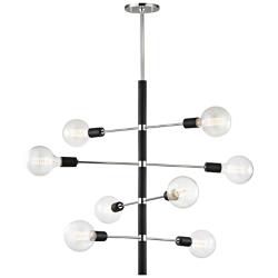 Astrid 28" Wide Polished Nickel and Black 8-Light Chandelier