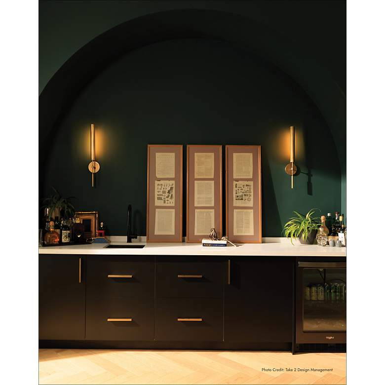 Image 3 Astrid 34 1/4" High Vintage Brass 2-Light LED Wall Sconce more views