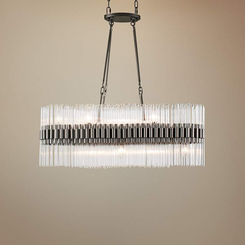 Image 1 Astrid 36 inchW New Bronze Crystal Kitchen Island Light Pendant