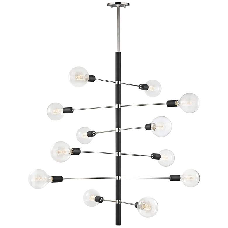 Image 1 Astrid 36"W Polished Nickel and Black 12-Light Chandelier
