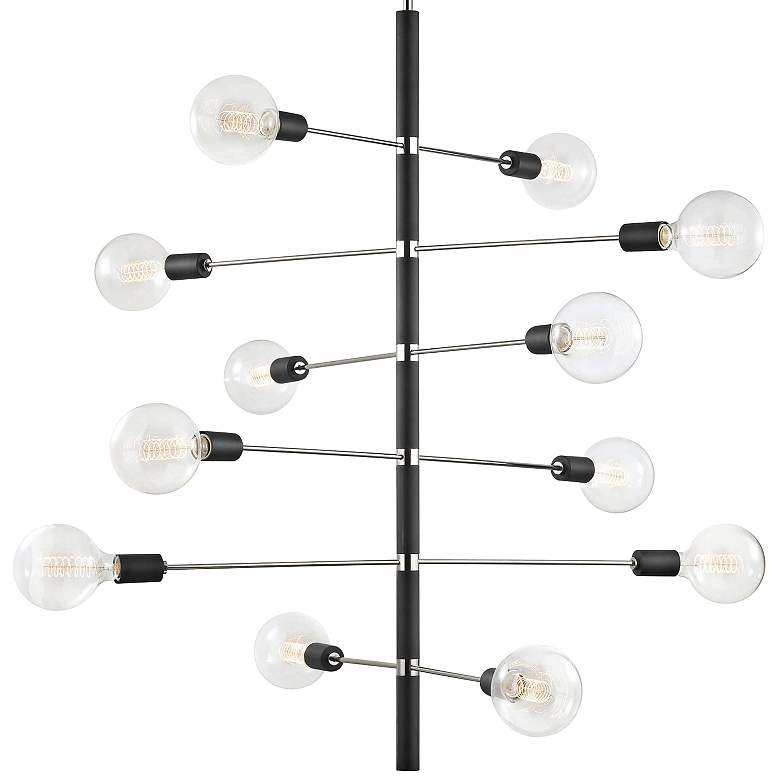 Image 2 Astrid 36"W Polished Nickel and Black 12-Light Chandelier more views