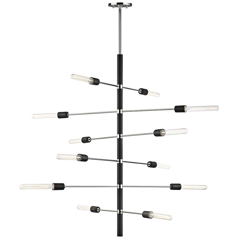 Image 4 Astrid 36 inchW Polished Nickel and Black 12-Light Chandelier more views