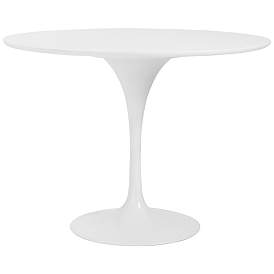Image2 of Astrid 39 1/2" Wide Matte White Lacquer Round Dining Table