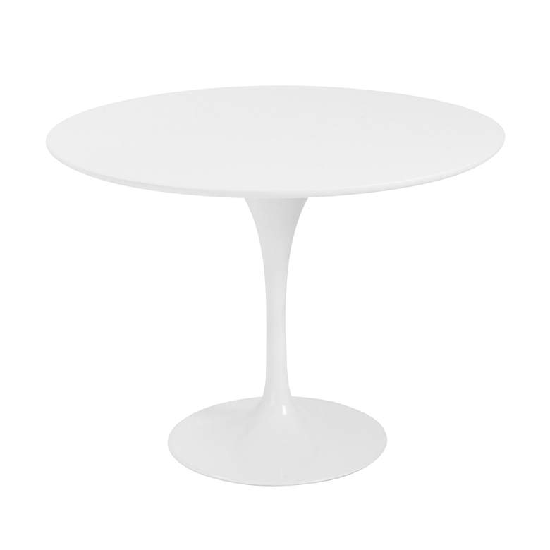 Image 3 Astrid 39 1/2" Wide Matte White Lacquer Round Dining Table more views