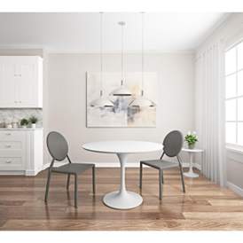 Image4 of Astrid 39 1/2" Wide Matte White Lacquer Round Dining Table more views