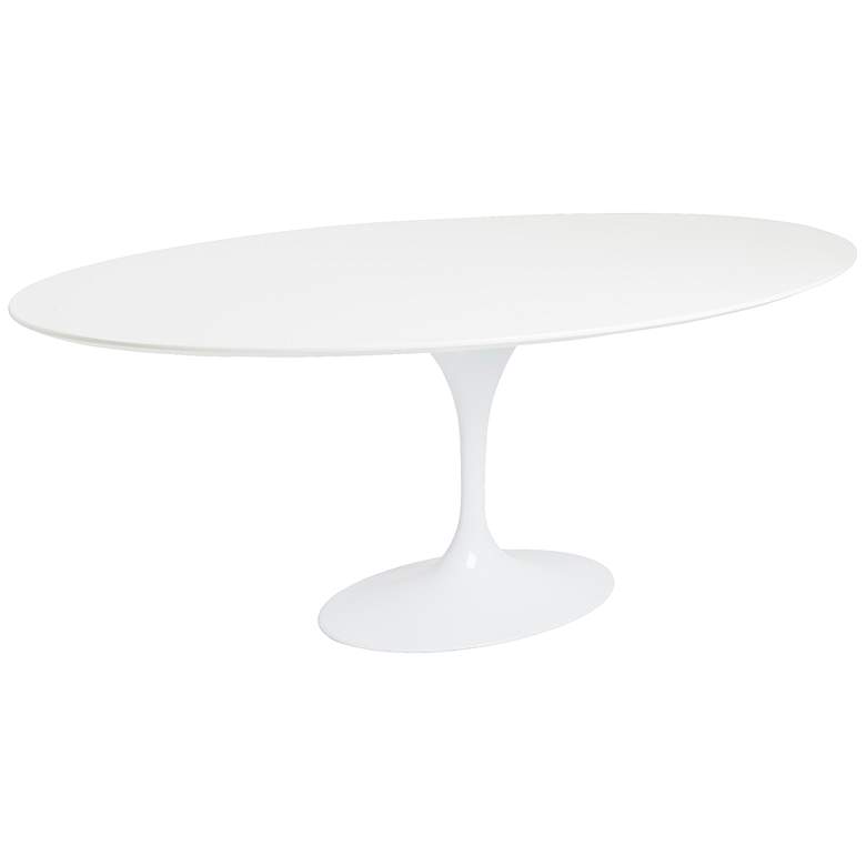 Image 1 Astrid 78 1/2" Wide Satin White Modern Oval Dining Table