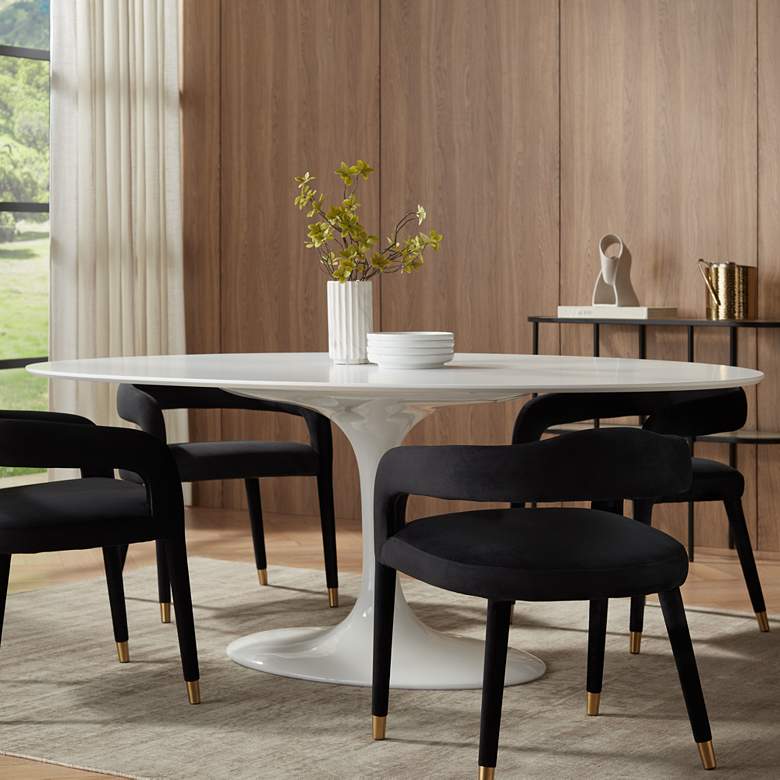 Image 1 Astrid 78 1/2" Wide Satin White Modern Oval Dining Table