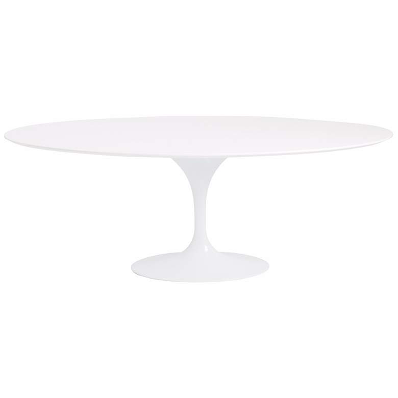 Image 4 Astrid 78 1/2" Wide Satin White Modern Oval Dining Table more views