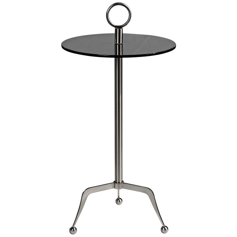 Image 1 Astro 14 inch Wide Steel and Charcoal Gray Glass Accent Table
