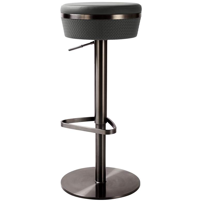 Image 1 Astro Gray Vegan Leather Swivel Adjustable Stool