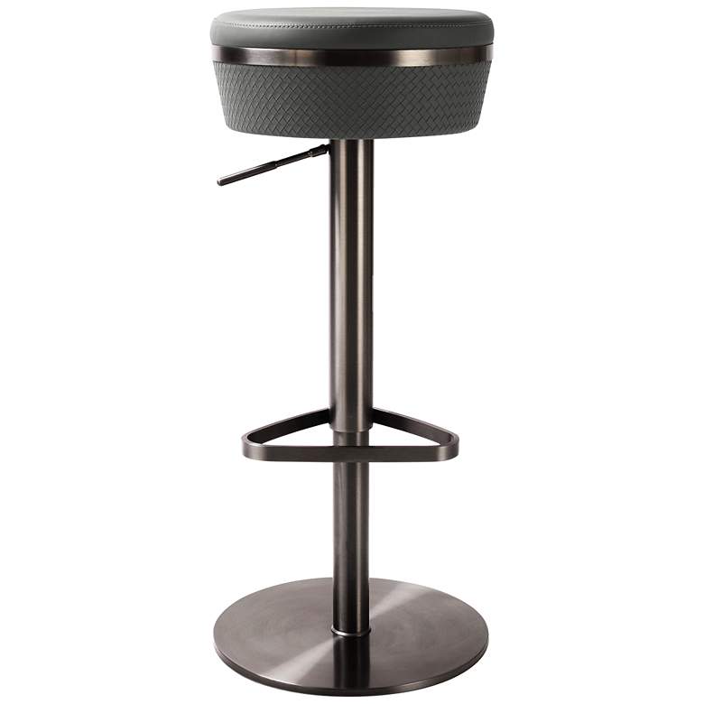 Image 3 Astro Gray Vegan Leather Swivel Adjustable Stool more views