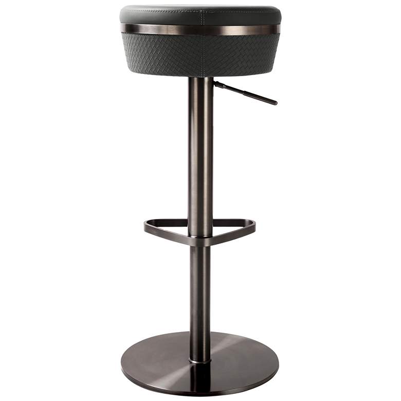 Image 4 Astro Gray Vegan Leather Swivel Adjustable Stool more views