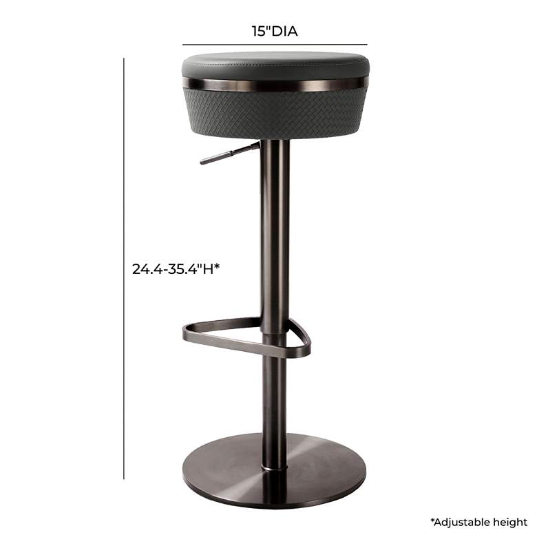 Image 5 Astro Gray Vegan Leather Swivel Adjustable Stool more views