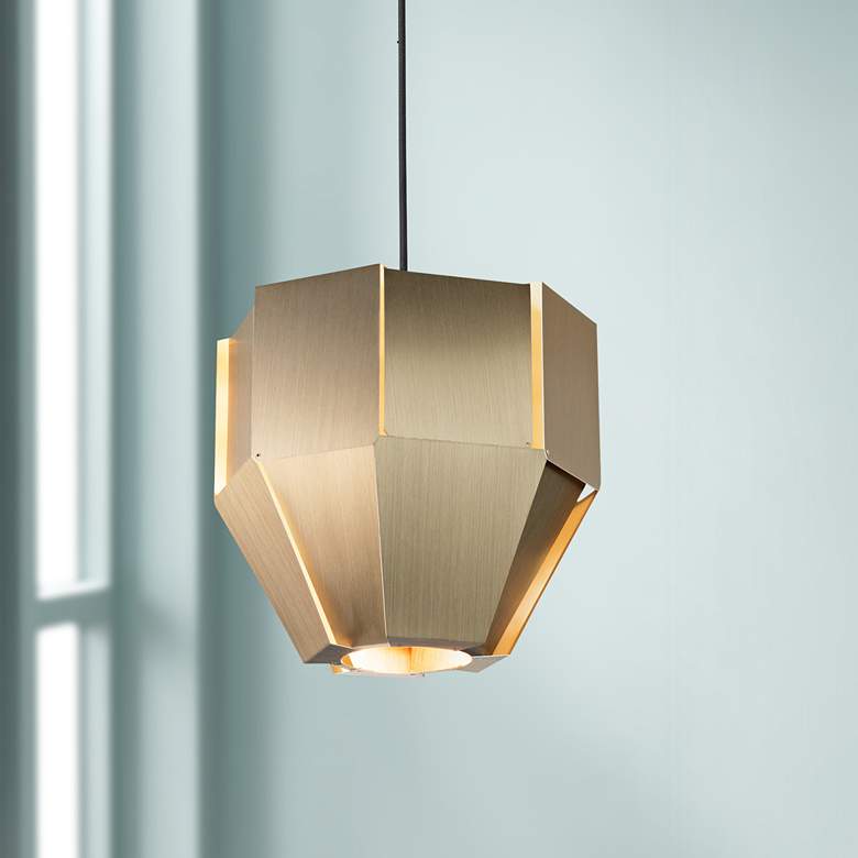 Image 1 Astrum 11 3/4 inch Wide Distressed Brass LED Mini Pendant Light