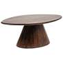 1_Asymmetric  Mango Wood Coffee Table with Conical Base, Walnut Finish