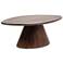 Asymmetric  Mango Wood Coffee Table with Conical Base, Walnut Finish