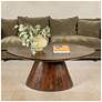 2_Asymmetric  Mango Wood Coffee Table with Conical Base, Walnut Finish more views