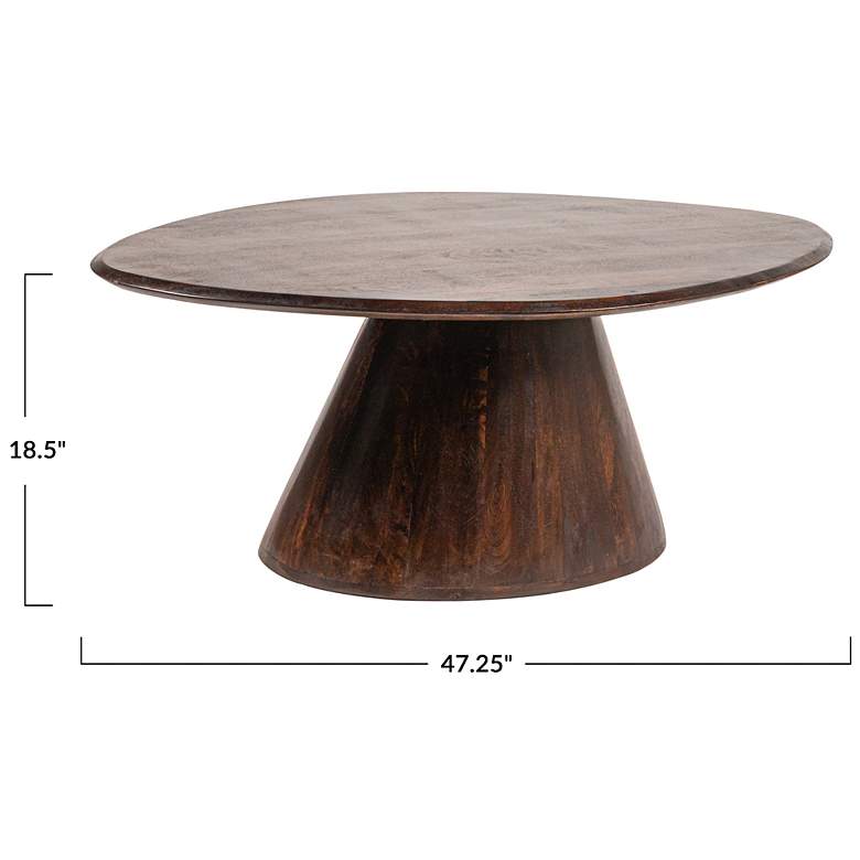 Image 3 Asymmetric  Mango Wood Coffee Table with Conical Base, Walnut Finish more views