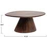 3_Asymmetric  Mango Wood Coffee Table with Conical Base, Walnut Finish more views