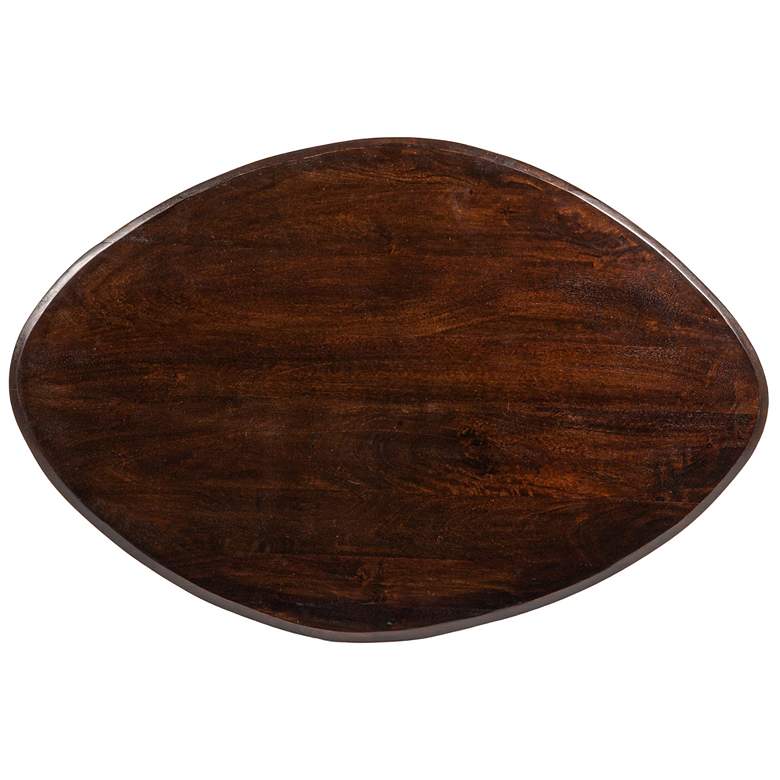 Image 4 Asymmetric  Mango Wood Coffee Table with Conical Base, Walnut Finish more views