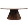 Asymmetric  Mango Wood Coffee Table with Conical Base, Walnut Finish