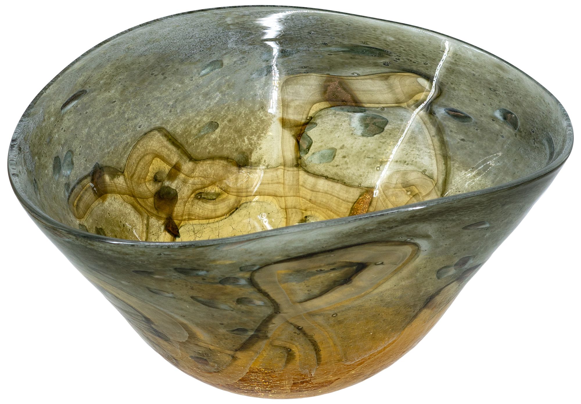 Image 2 Asymmetrical Glass Bowl - Black, Amber