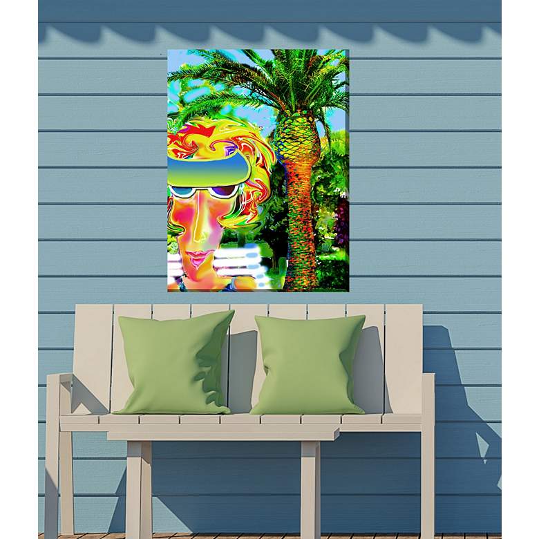 Image 3 At the Pool 40" High Rectangular Outdoor Canvas Wall Art more views