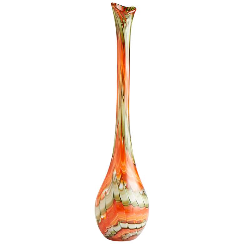 At-U-Large 32&quot; High Orange Glass Modern Floor Vase