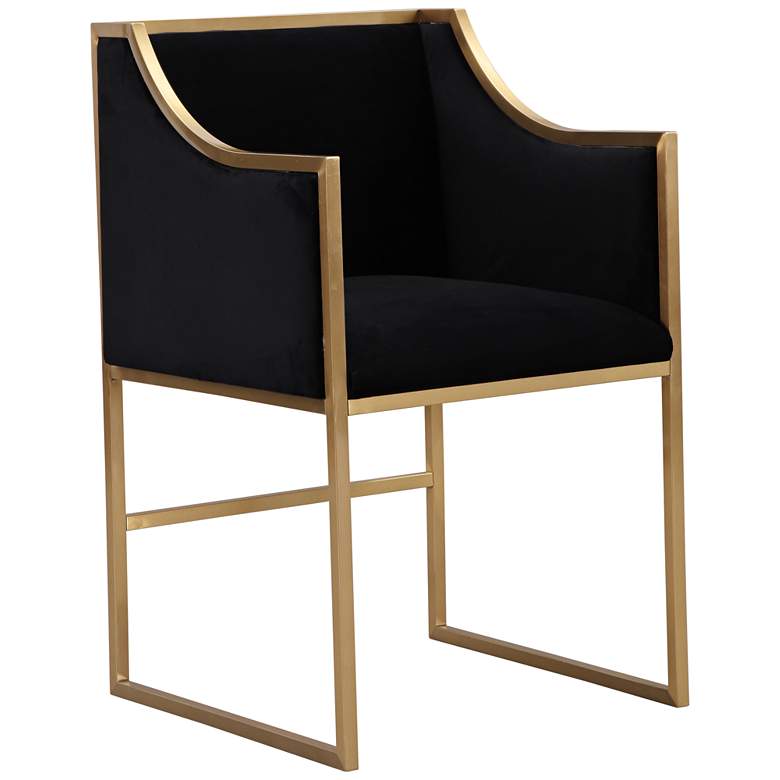 Image 1 Atara Black Velvet and Gold Armchair