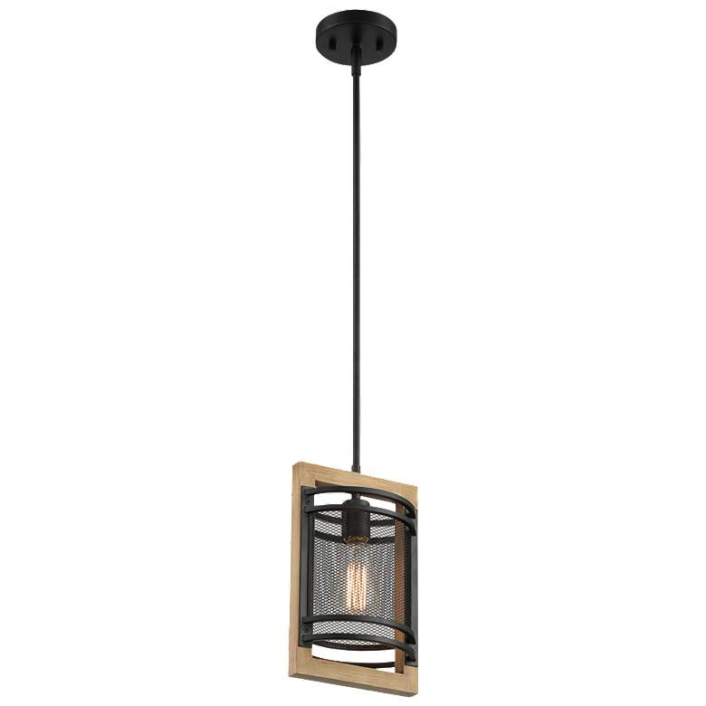 Image 1 Atelier; 1 Light; Mini Pendant Fixture; Black and Honeywood Finish