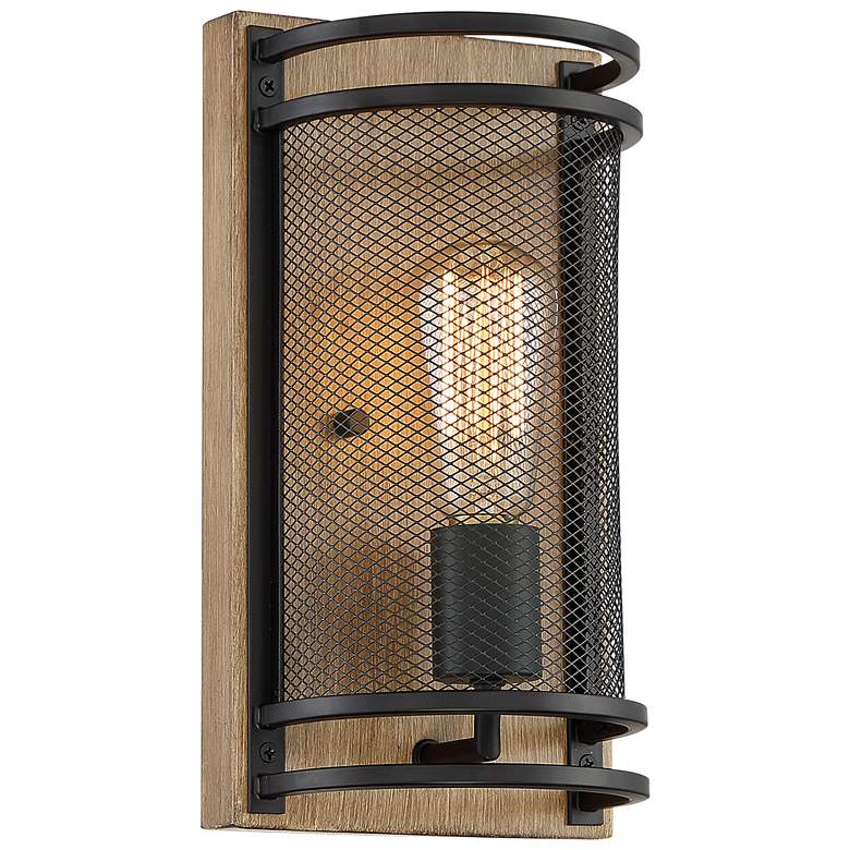 Image 1 Atelier; 1 Light; Wall Sconce Fixture; Black and Honeywood Finish