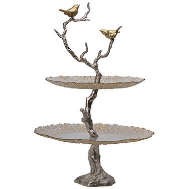 Atelier Gold and Silver 24" High 2-Tier Serving Plates