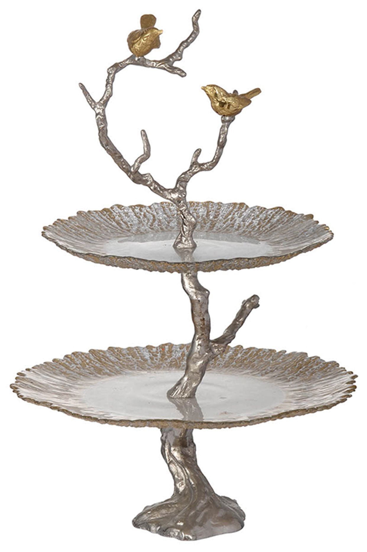 Image 2 Atelier Gold and Silver 24" High 2-Tier Serving Plates more views