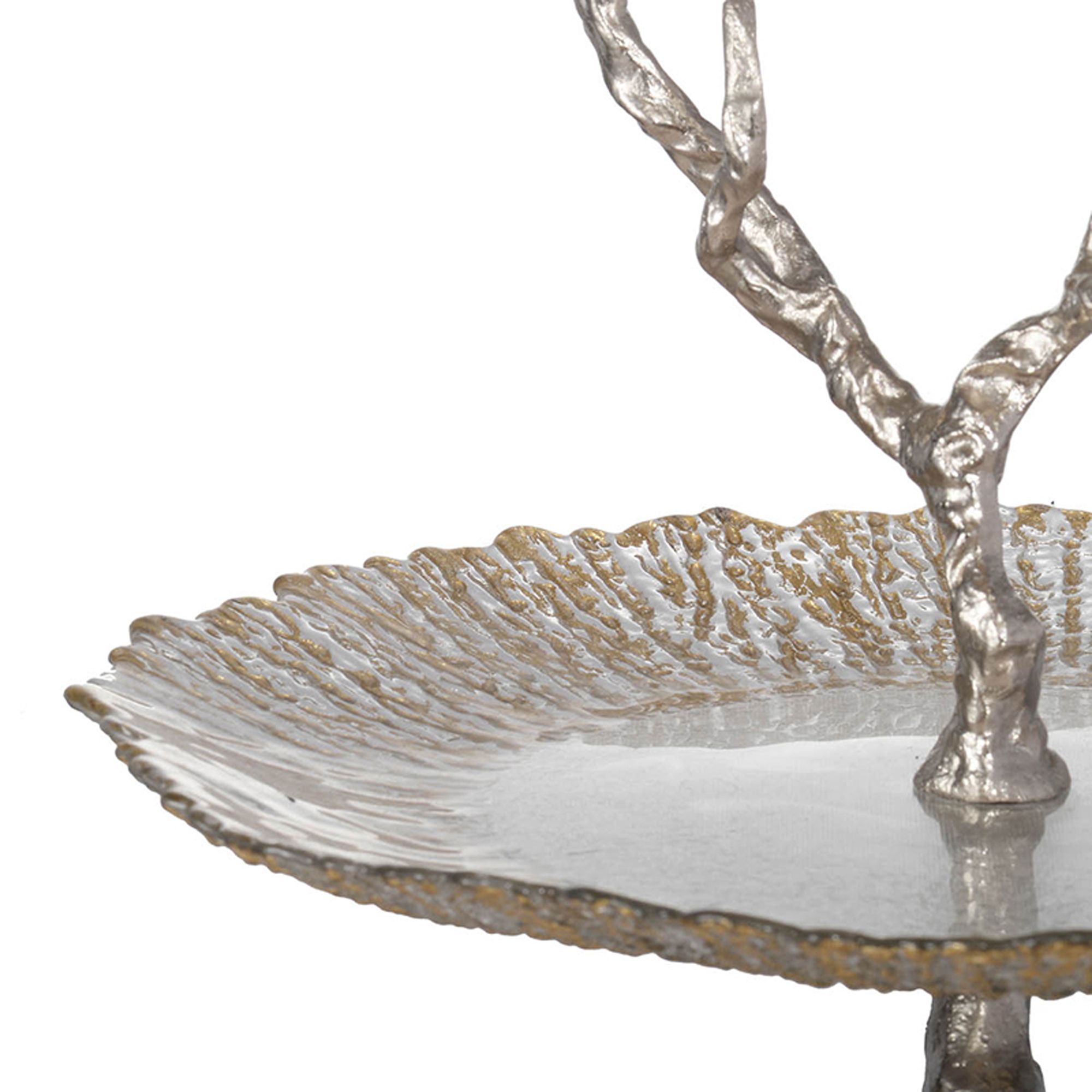 Image 4 Atelier Gold and Silver 24" High 2-Tier Serving Plates more views