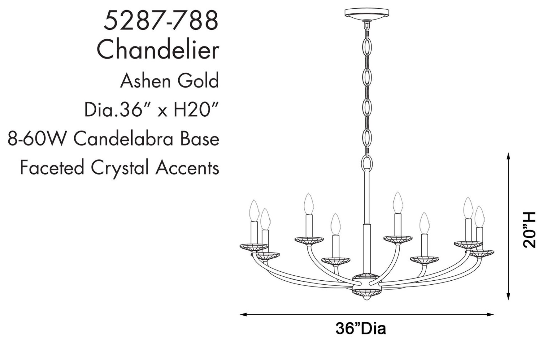 Atella 36" Wide Ashen Gold 8-Light Chandelier